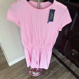 NWT Polo by Ralph Lauren Classic Pink romper with Blue Logo